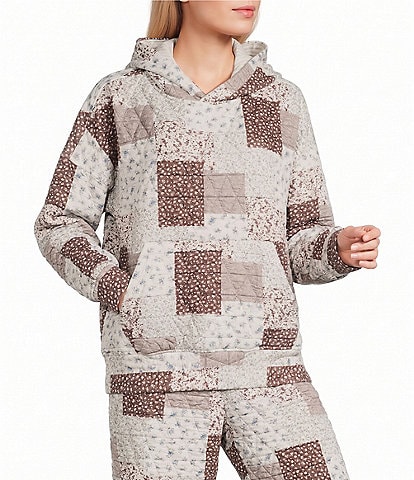 Blu Pepper Multi Floral Patchwork Printed Quilted Long Sleeve Coordinating Hoodie
