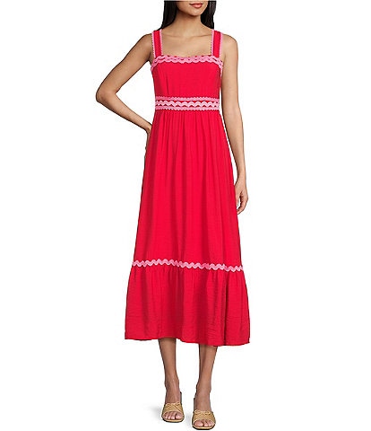 Blu Pepper Ricrac Trim Midi Dress