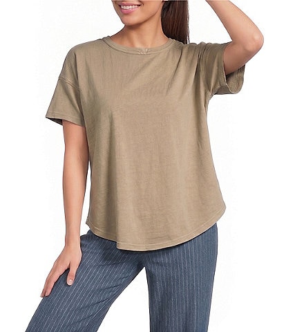 Blu Pepper Short Sleeve Exposed Seam Knit Top