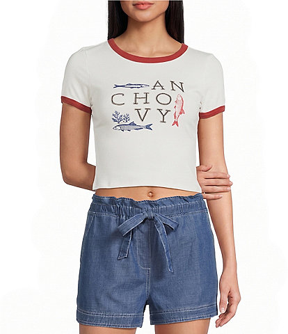 Blu Pepper Short Sleeve Graphic Knit Crop Tee