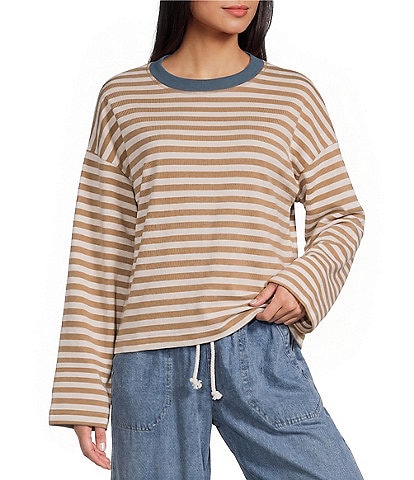 Blu Pepper Striped Boxy Long Sleeve Top