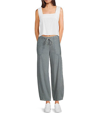 Blu Pepper Striped Drawstring Self Tie Pants
