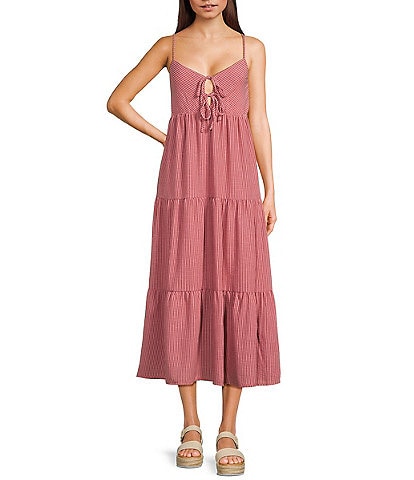 Blu Pepper Striped V-Neck Tiered Dress