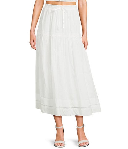 Blu Pepper Tie-Front Lace-Trimmed Midi Skirt