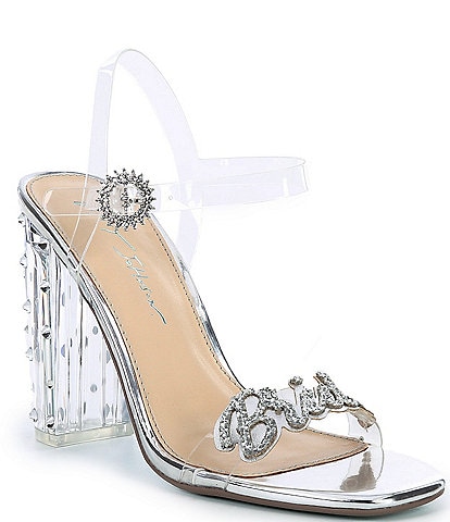 Blue by Betsey Johnson Barie Clear Embellished Glitter Bridal Dress Sandals