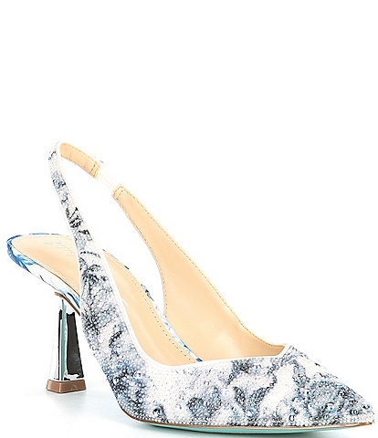 Blue by Betsey Johnson Clark Floral Pearl Slingback Pumps