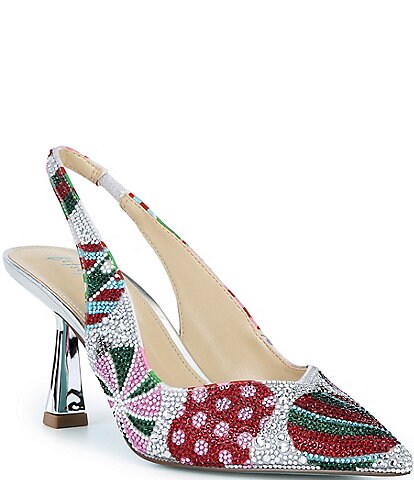 Blue by Betsey Johnson Clark Ornament Print Slingback Pumps