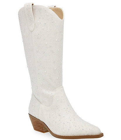 Blue by Betsey Johnson Dalas Pearl Bridal Western Mid Boots