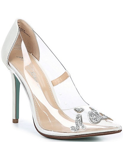 Blue by Betsey Johnson Demi Clear Glitter I Do Bridal Pumps