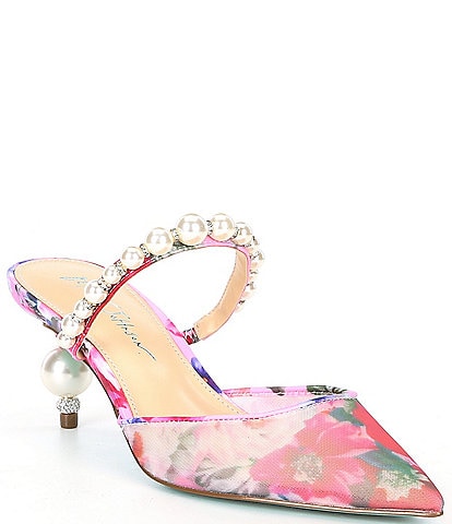 Blue by Betsey Johnson Evey Pearl Floral Print Dress Mules