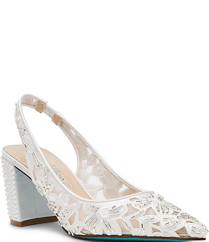 Blue by Betsey Johnson Kit Sequin Beaded Slingback Pumps