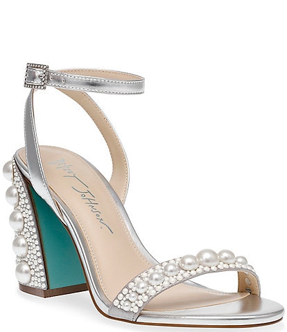 Blue by Betsey Johnson Lexi Metallic Pearl Embellished Dress Sandals