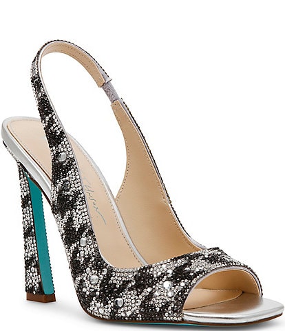 Blue by Betsey Johnson Mina Houndstooth Peep Toe Slingback Dress Pumps