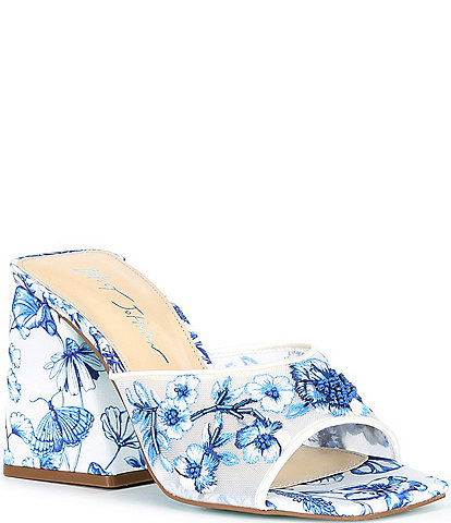 Blue by Betsey Johnson Roo Mesh Floral Embroidered Dress Sandals