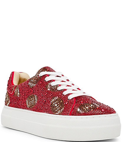 Blue by Betsey Johnson Sidny Football Print Rhinestone Platform Sneakers