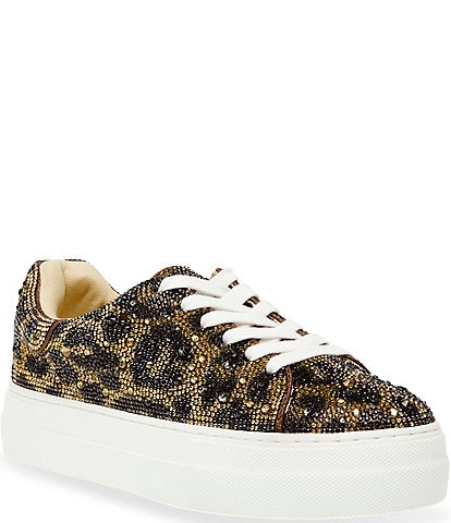 Blue by Betsey Johnson Sidny Leopard Rhinestone Platform Sneakers