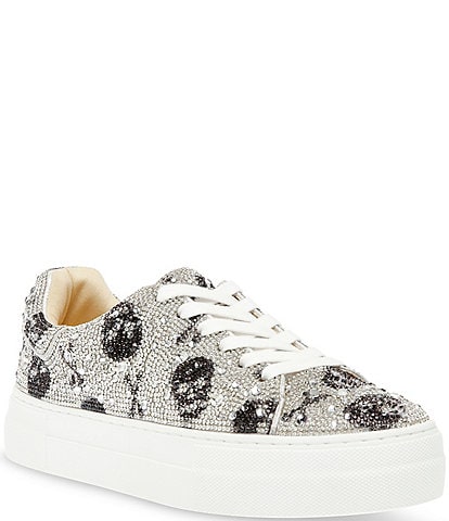 Blue by Betsey Johnson Sidny Skull Print Rhinestone Platform Sneakers