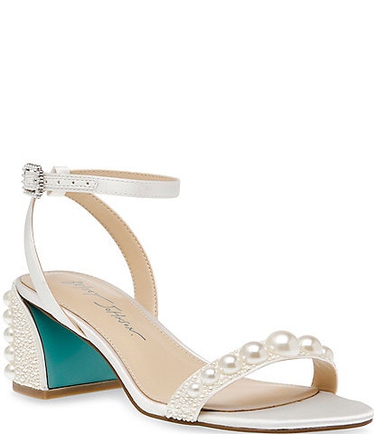 Blue by Betsey Johnson Tina Satin Pearl Embellished Dress Sandals