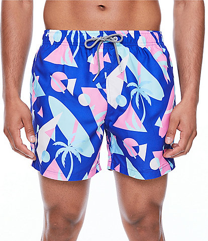 Boardies Overlay Blue Classic Fit Mid Length 4.5#double; Inseam Swim Trunks