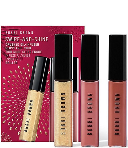 Bobbi Brown Swipe-and-Shine Crushed Oil Infused Hydrating Lip Gloss Trio Gift Set - Nudes