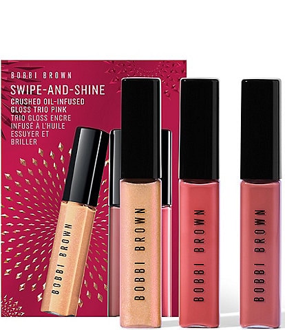 Bobbi Brown Swipe-and-Shine Crushed Oil Infused Hydrating Lip Gloss Trio Gift Set - Pink