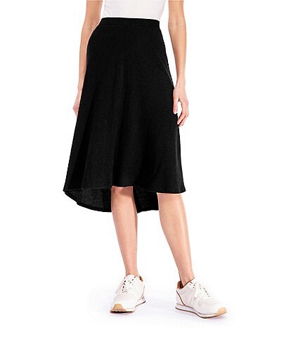 Bobeau Ribbed Knit Pull-On High-Low Midi Skirt