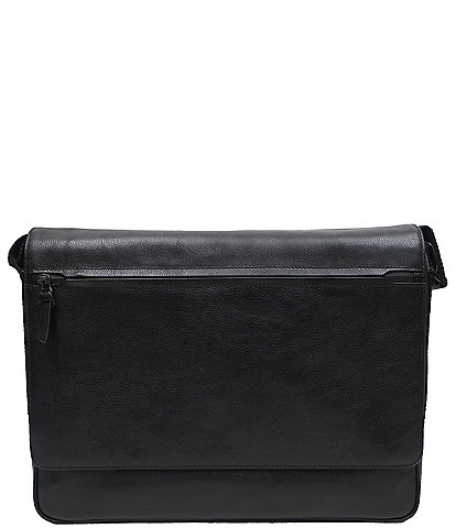 BOCONI Garth Coated Zipper Leather Messenger Bag