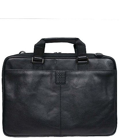 BOCONI Garth Coated Zipper Slim Leather Laptop Briefcase