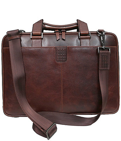 BOCONI Garth Coated Zipper Slim Leather Laptop Briefcase