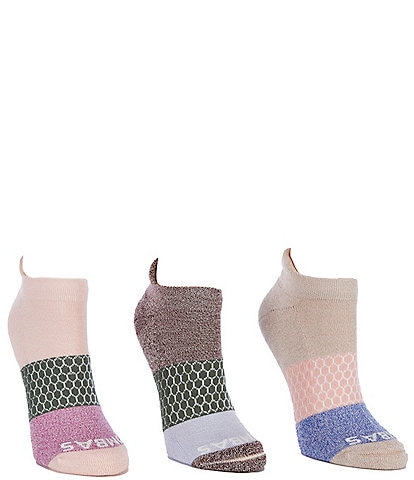 Bombas Floral Mix Solid Ankle Socks, 3 Pack