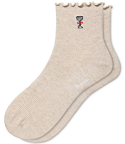 Bombas Frilly Champagne Embroidered Quarter Socks