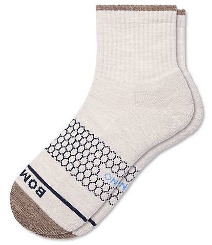 Bombas Heathered Contrast Toe Cushioned Quarter Socks