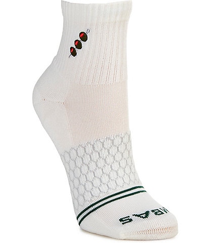Bombas Olive Embroidery Quarter Socks