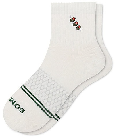 Bombas Olive Embroidery Quarter Socks