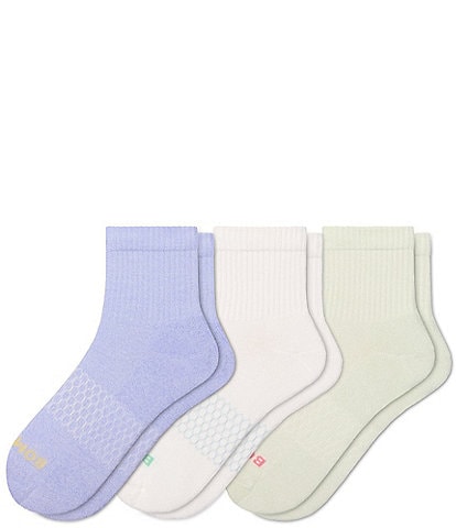 Bombas Solids Rib Quarter Sock, 3 Pack