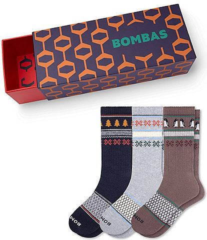 Bombas Women's Holiday Ankle Socks Gift Box, 3 Pack