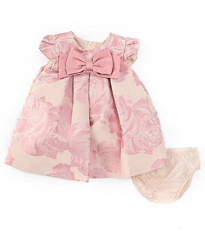 Bonnie Jean Baby Girls Newborn-24 Months Petal Sleeve Floral Jacquard Trapeze Dress