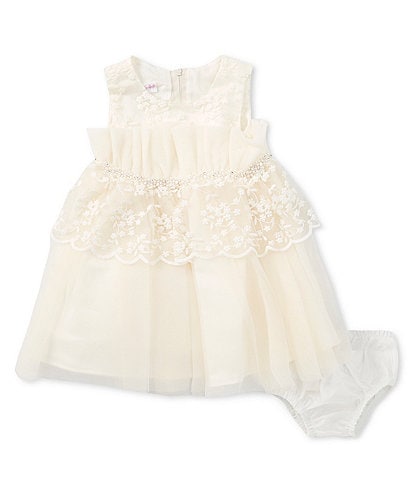 Bonnie Jean Baby Girls Newborn-24 Months Sleeveless Lace-Peplum Fit & Flare Dress