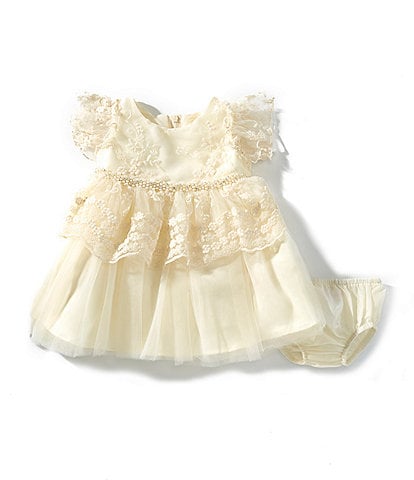 Bonnie Jean Baby Girls Angel-Sleeve Embroidered Lace/Mesh Fit-And-Flare Dress