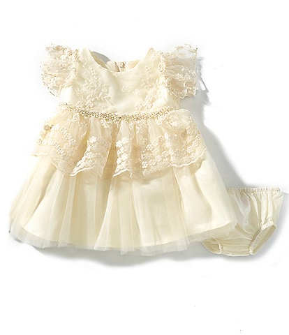 Bonnie Jean Baby Girls Angel-Sleeve Embroidered Lace/Mesh Fit-And-Flare Dress