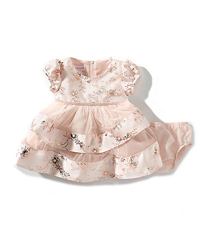 Bonnie Jean Baby Girls Cap-Sleeve Foiled/Mesh Fit-And-Flare Dress