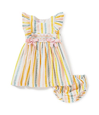 Bonnie Jean Baby Girls Flutter-Sleeve Striped Fit-And-Flare Dress