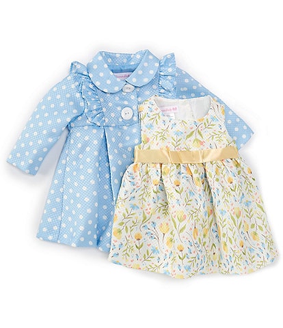 Bonnie Jean Baby Girls Newborn-24 Month Long Sleeve Pique Dot Coat & Dress 2-Piece Set