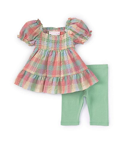 Calvin Klein Baby Girls 12-24 Months Sleeveless Swiss-Dot Georgette Tunic  Top & Printed Knit Leggings Set