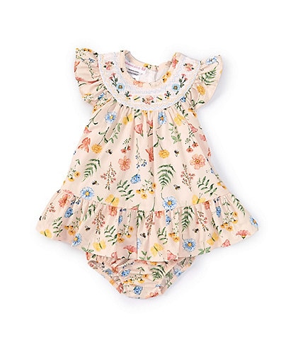 Bonnie Jean Baby Girls Newborn-24 Month Reglan Sleeved Botanical Print Dress