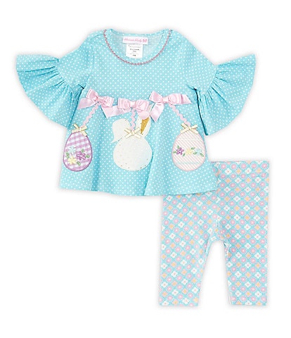 Bonnie Jean Baby Girls Newborn-24 Months 3/4 Sleeve Easter Egg Applique 2-Piece Set