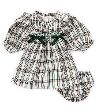 Bonnie Jean Baby Girls Newborn-24 Months 3/4-Sleeve Plaid Fit & Flare Dress