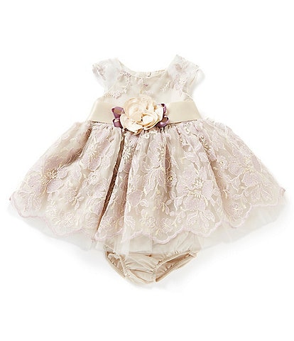 Bonnie Jean Baby Girls Newborn-24 Months Cap Sleeve Allover Embroidered Ballerina Dress