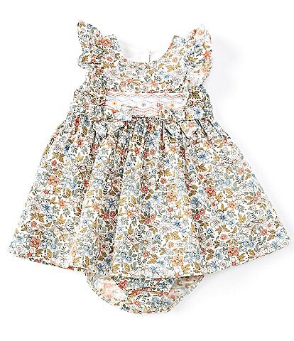 Bonnie Jean Baby Girls Newborn-24 Months Ditsy-Floral-Printed Poplin Empire-Waist Dress