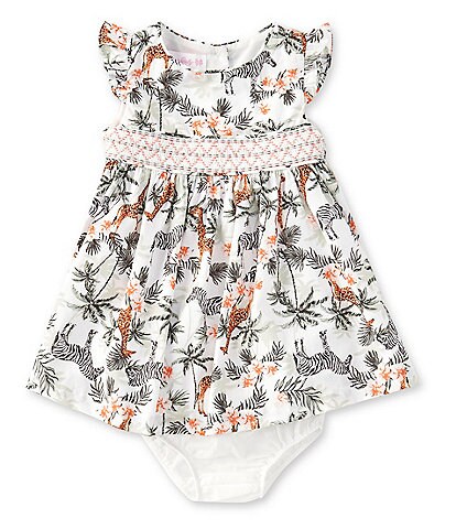 Bonnie Jean Baby Girls Newborn-24 Months Flutter-Sleeve Printed Poplin Fit-And-Flare Dress